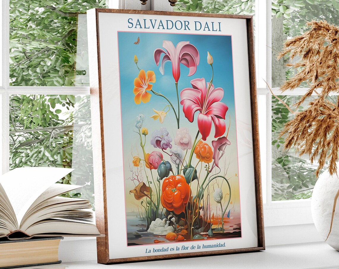 Salvador Dali Surrealist Flower Bouquet Spanish Quote Art Poster