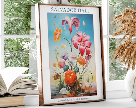 Salvador Dali Surrealist Flower Bouquet Spanish Quote Art Poster