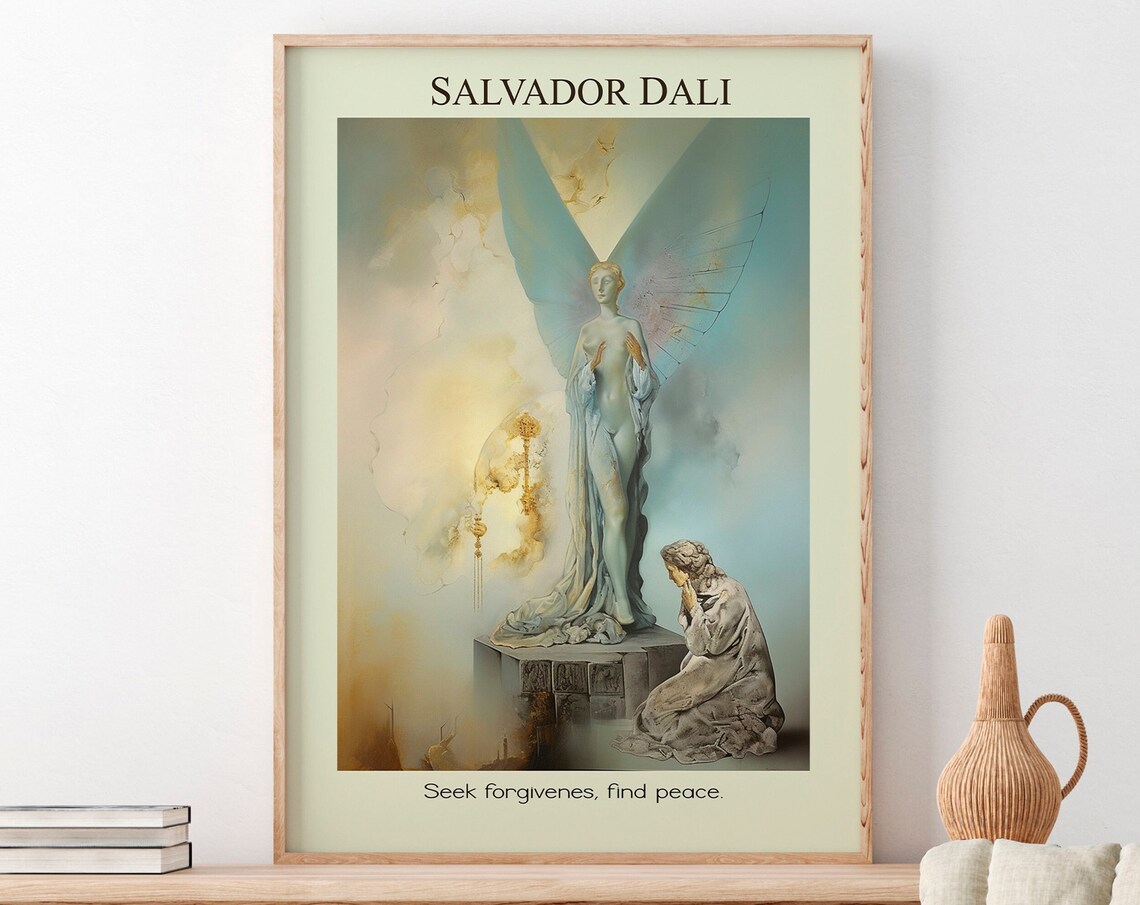 Salvador Dali Angel Forgiveness Peace Surrealism Spiritual Art Poster