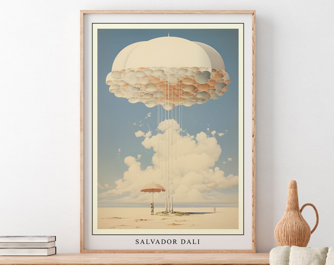 Salvador Dali Cloud Surreal Art Print, Indigo Blue