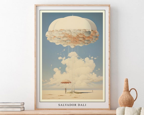 Salvador Dali Cloud Surreal Art Print, Indigo Blue