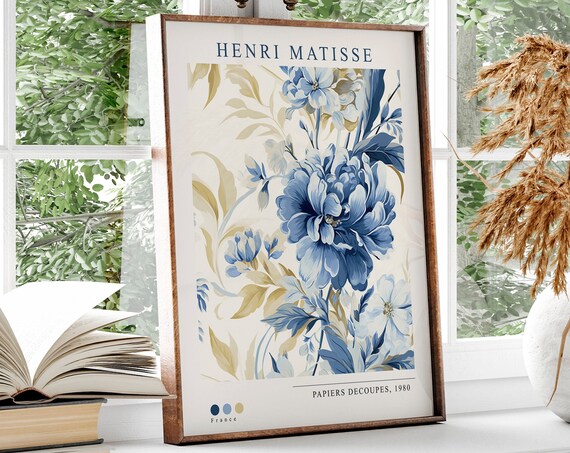 Matisse Flower Market Print Matisse Wall Art Blue Matisse Print Botanical Wall Art Flower Market Poster Matisse Art
