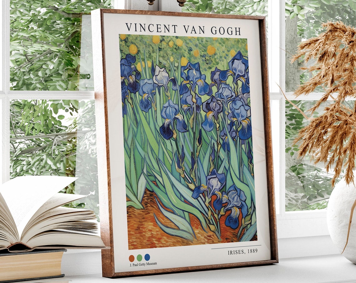 Vincent Van Gogh Irises 1889 Blue Iris Flower Garden Art Poster