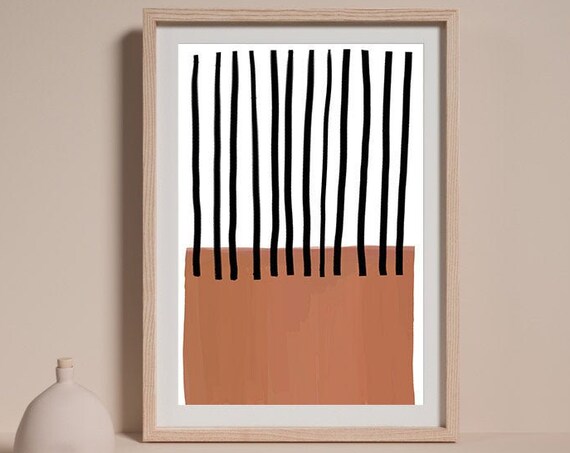 Boho Decor Abstract Print Minimalist Painting Terracotta Print Wall Art Geometric Print Print Neutral Wall Art