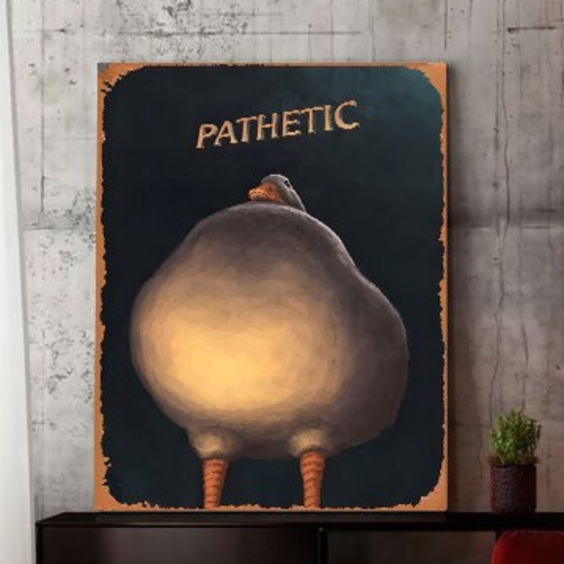Pathetic Funny Fat Duck Vintage Quirky Dark Humor Animal Poster