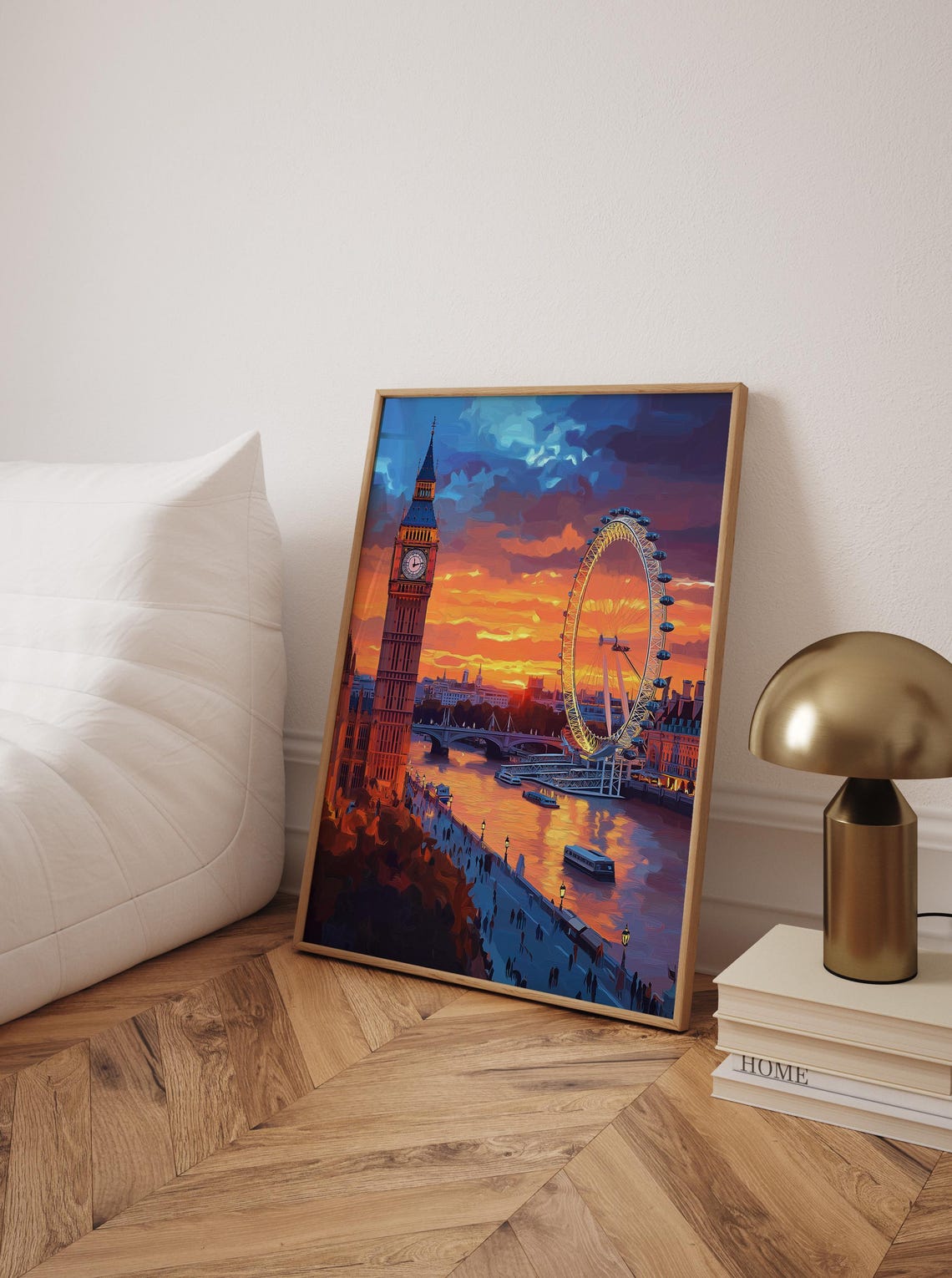 London Skyline Poster Big Ben Eye Sunset Art