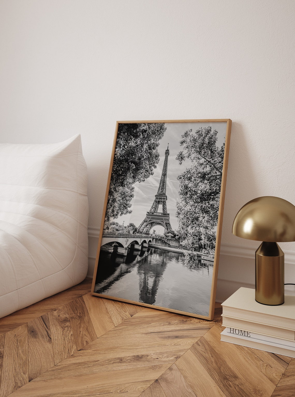 Eiffel Tower Black And White Paris Seine Reflection Photo Poster