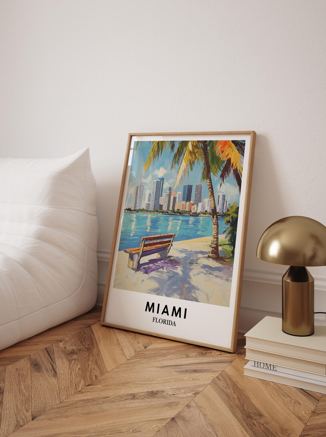 Miami Tropical Cityscape Oil Painting Style Art Print