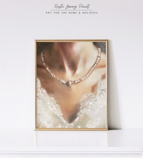 Vintage Bride Oil Painting Wall Art Vintage Print Feminine Bridal Details Wall Art Neutral Academia Instant
