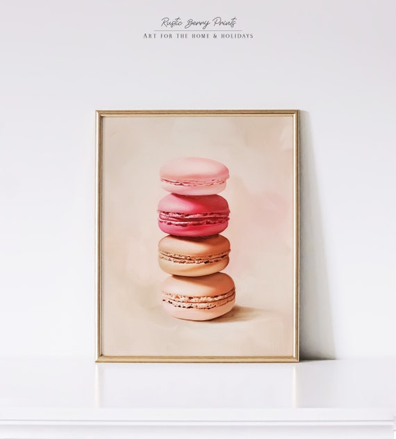 Macarons Cookies Art Print Wall Art Vintage Print Trendy French Poster Apartment Decor Kitchen Art