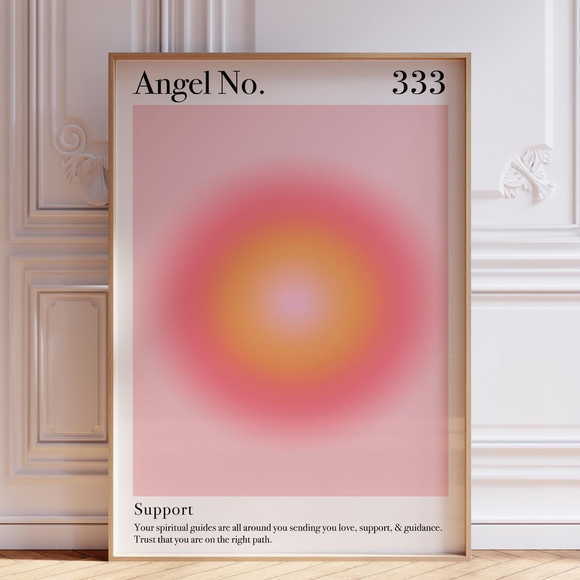 Angel Number 333 Peach Orange Aura Glow Spiritual Support Poster
