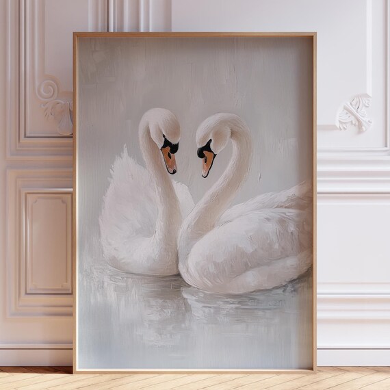 White Swan Vintage Animal Nursery Art Print