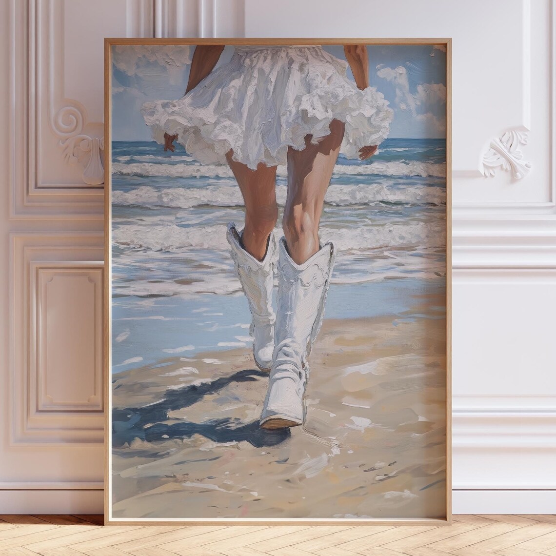 Coastal Cowgirl Watercolor Boots Art Print