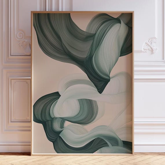 Sage Green Wall Art Japandi Room Decor Mid Century Wabi Sabi Zen