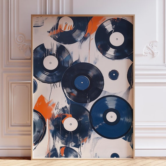 Retro Record Print Vinyl Poster Abstract Music Watercolor Wall Art Musician Vintage