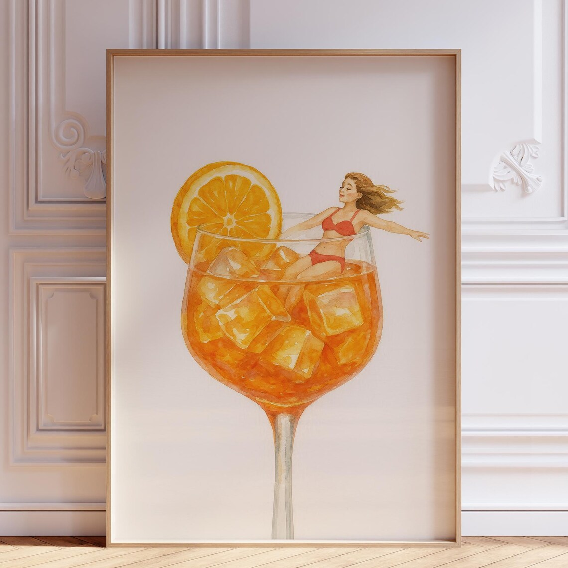 Woman Lounging In Aperol Spritz Glass Italian Cocktail Poster