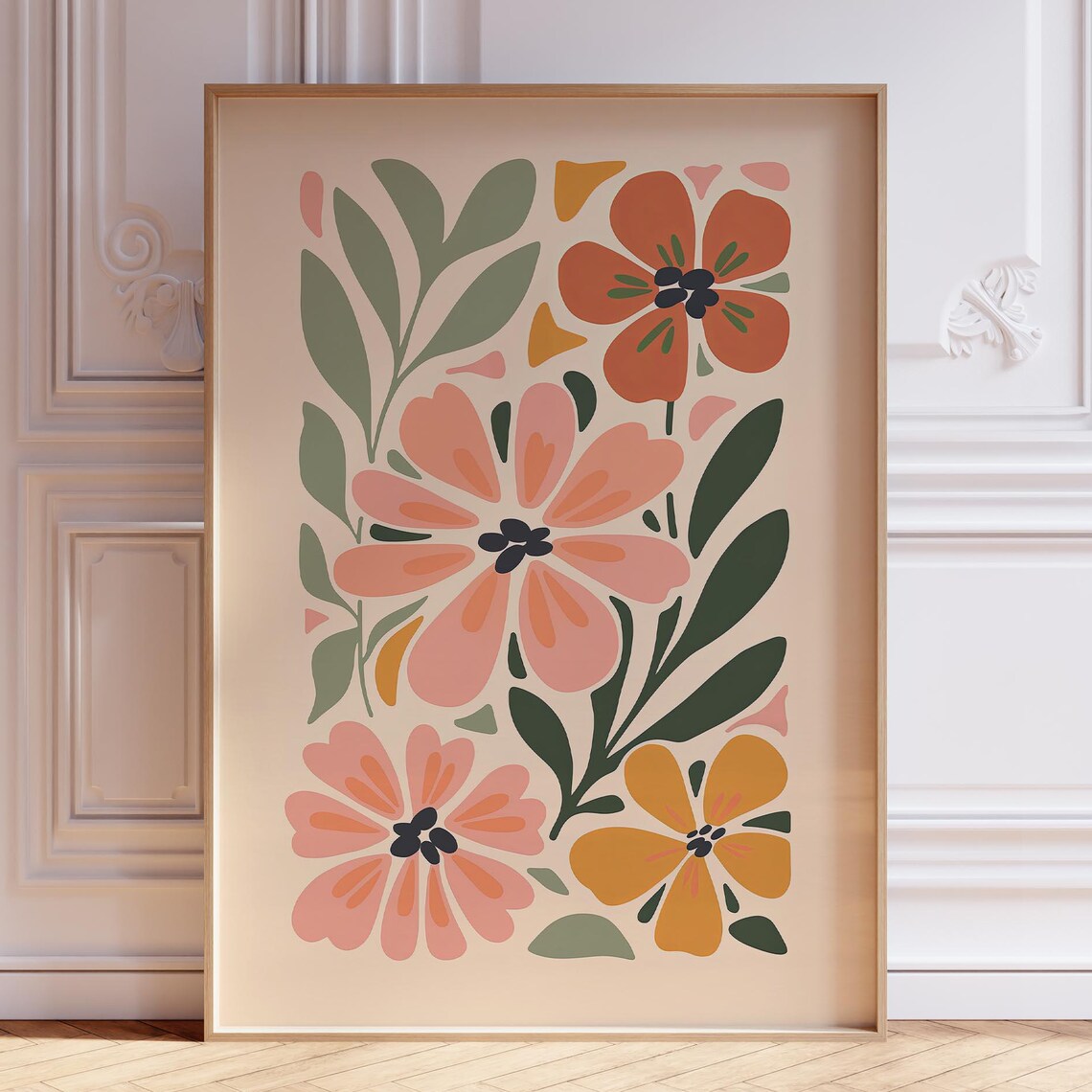 Retro Terracotta Floral Market Flower Boho Botanical Wall Print
