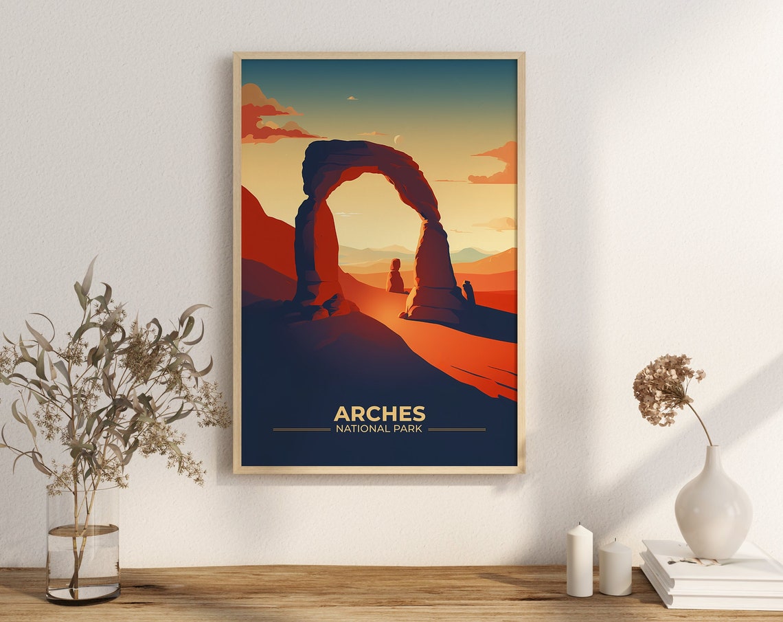Arches National Park Delicate Arch Desert Sunset Landscape Art Poster