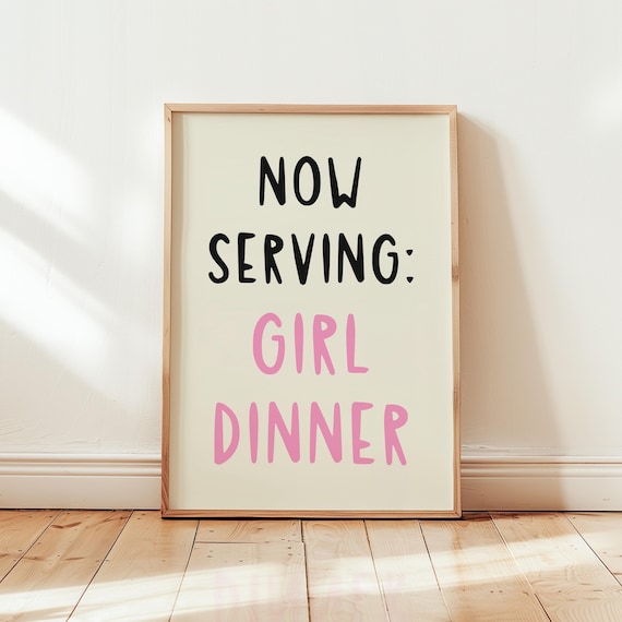 Trendy Girl Dinner Print Retro Girly Wall Art For Kitchen Poster Apartment Decor