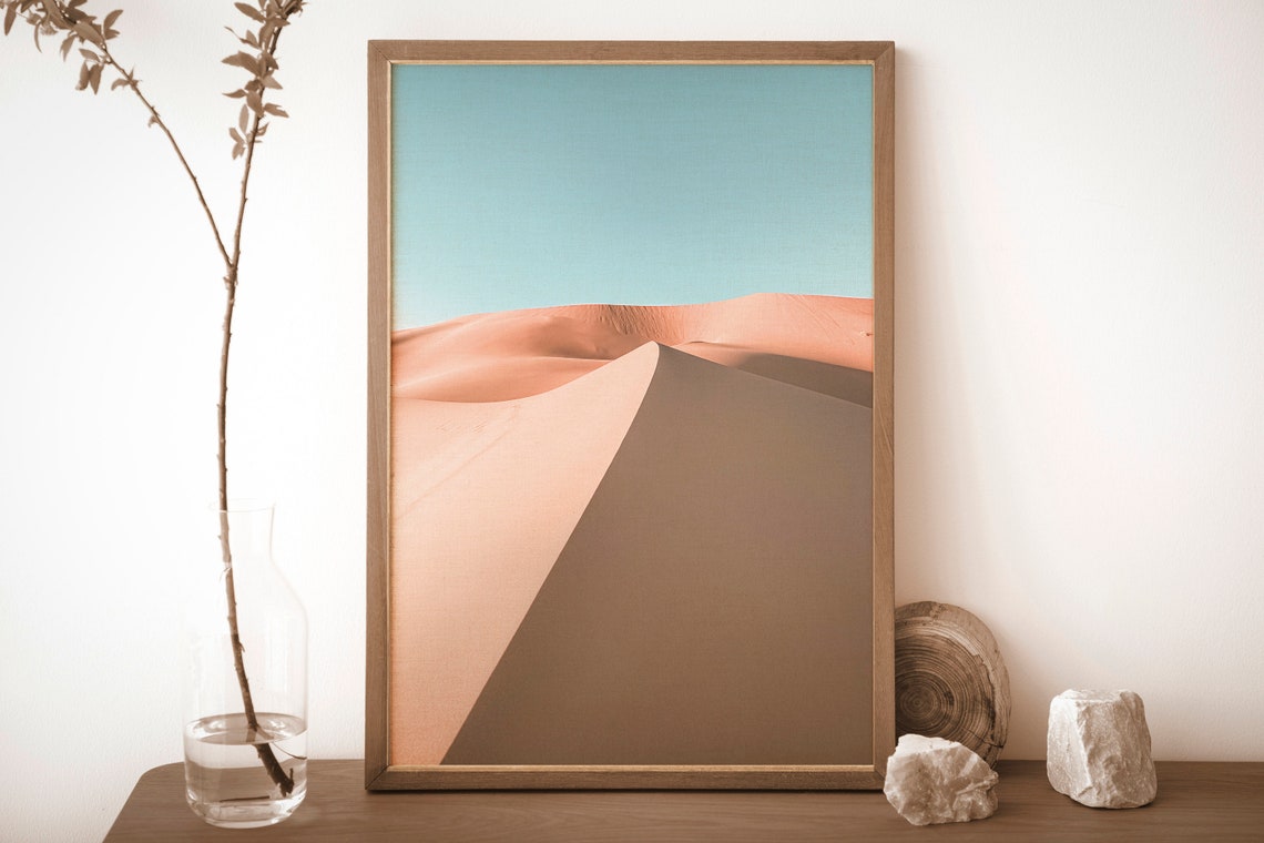Moroccan Desert Sand Dunes Minimalist Beige Photography Print - Image 2