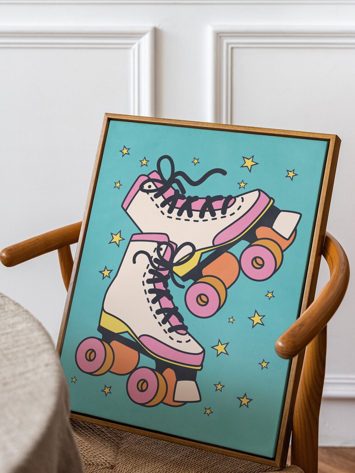 Roller Skate In The Stars Retro Art Print - Image 2