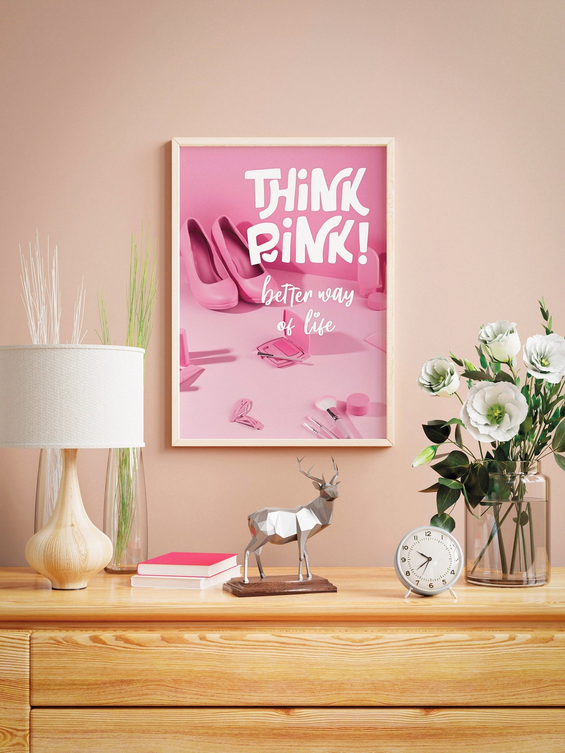 Think Pink Better Way of Life Quote Poster With Pink Fashion Style - Image 3