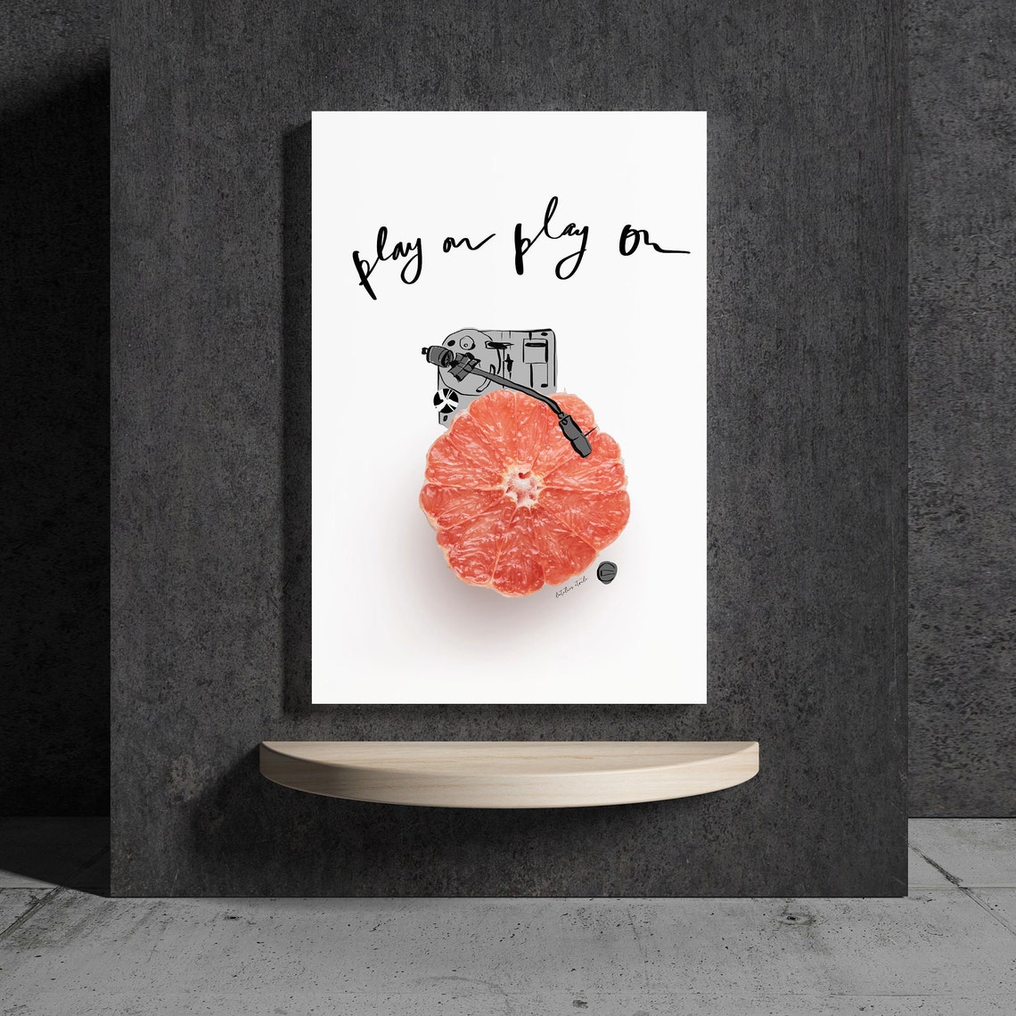 Play On Grapefruit Vinyl Record Player Music Lover Kitchen Poster - Image 3