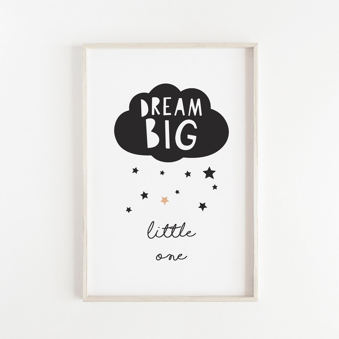 Dream Big Black Cloud Nursery Typography Star Kid Room Poster - Image 3