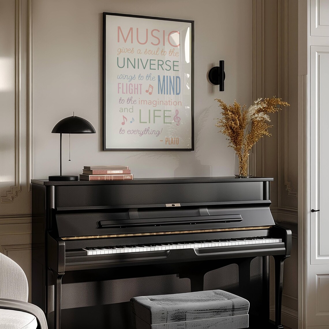 Plato Music Gives Soul To The Universe Pastel Typography Quote Poster - Image 5