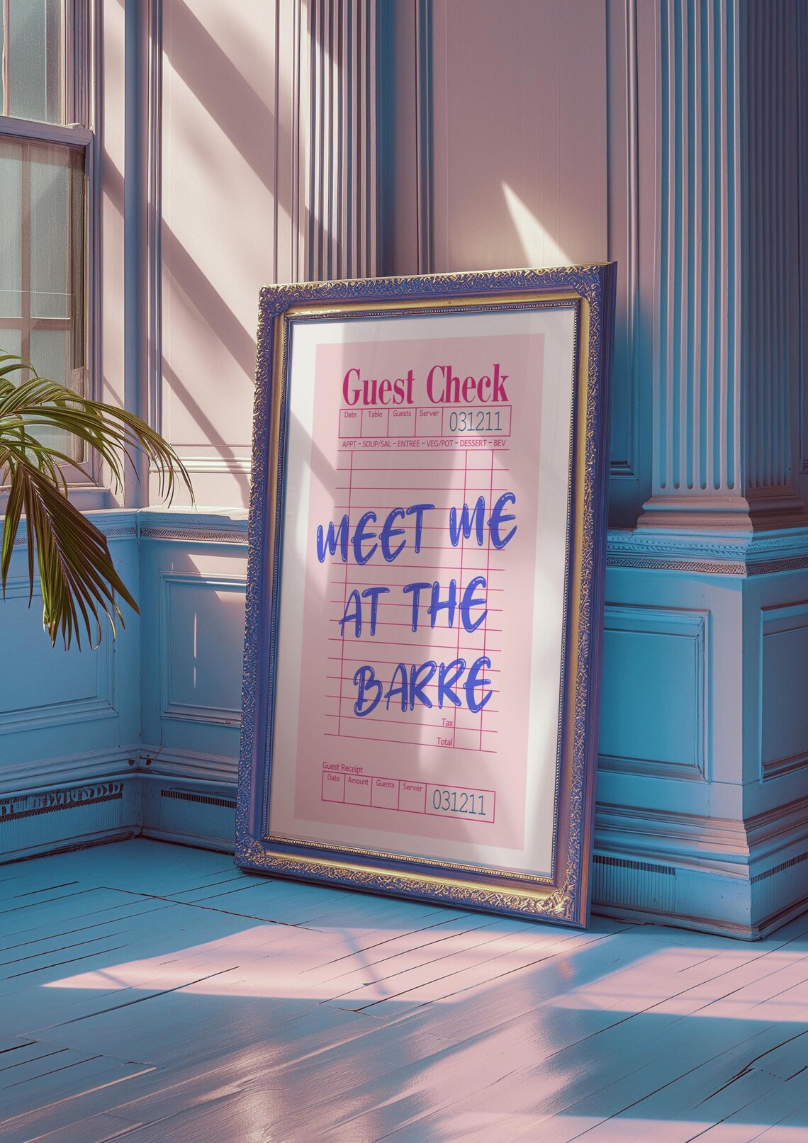 Meet Me At The Barre Pink Guest Check Ballet Dancer Quote Poster - Image 3