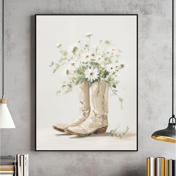 Cowgirl Boots Wall Art Western Nursery Print Coastal Dorm Decor For College Girls