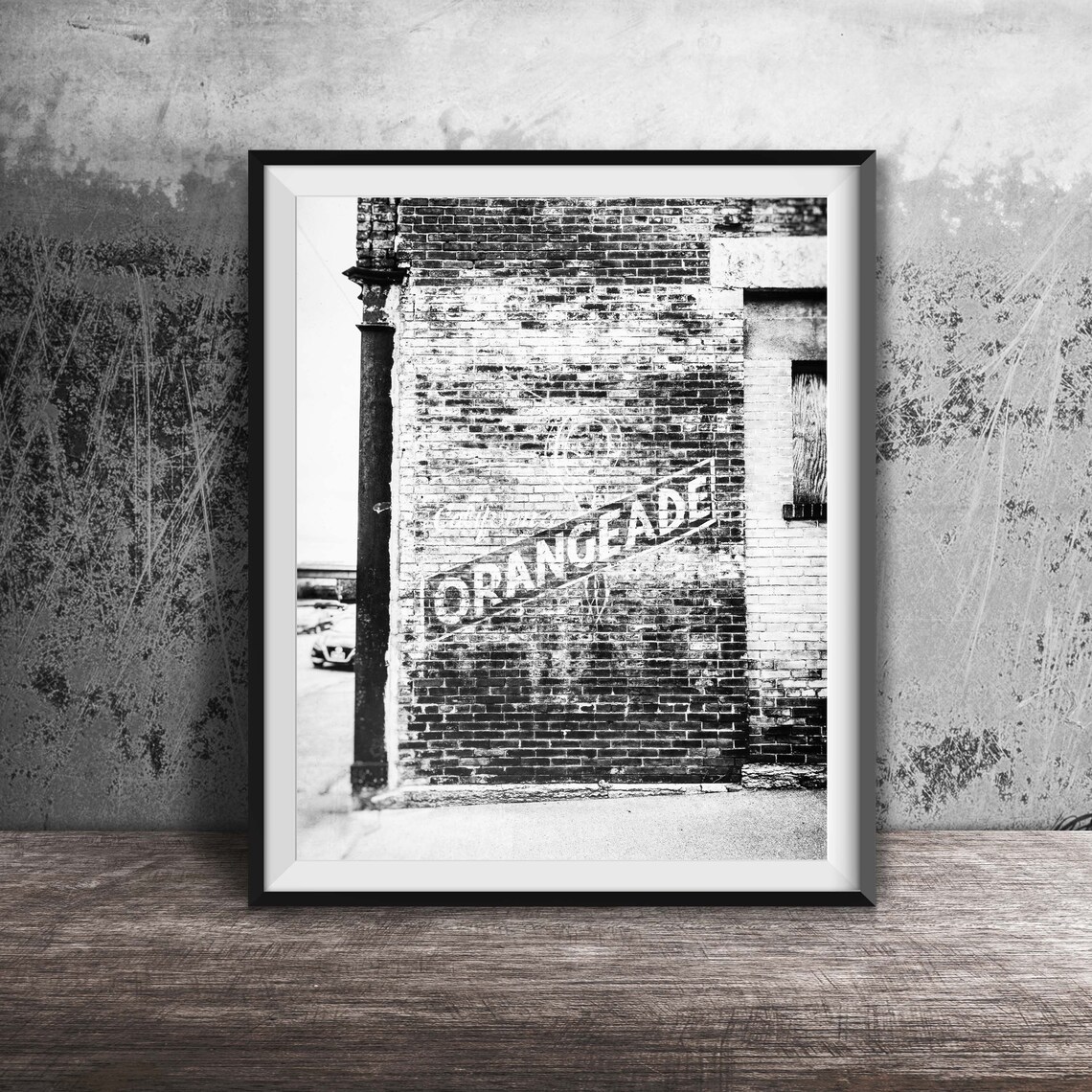 Orangeade Faded Ghost Sign Weathered Brick Wall Photo Poster - Image 2