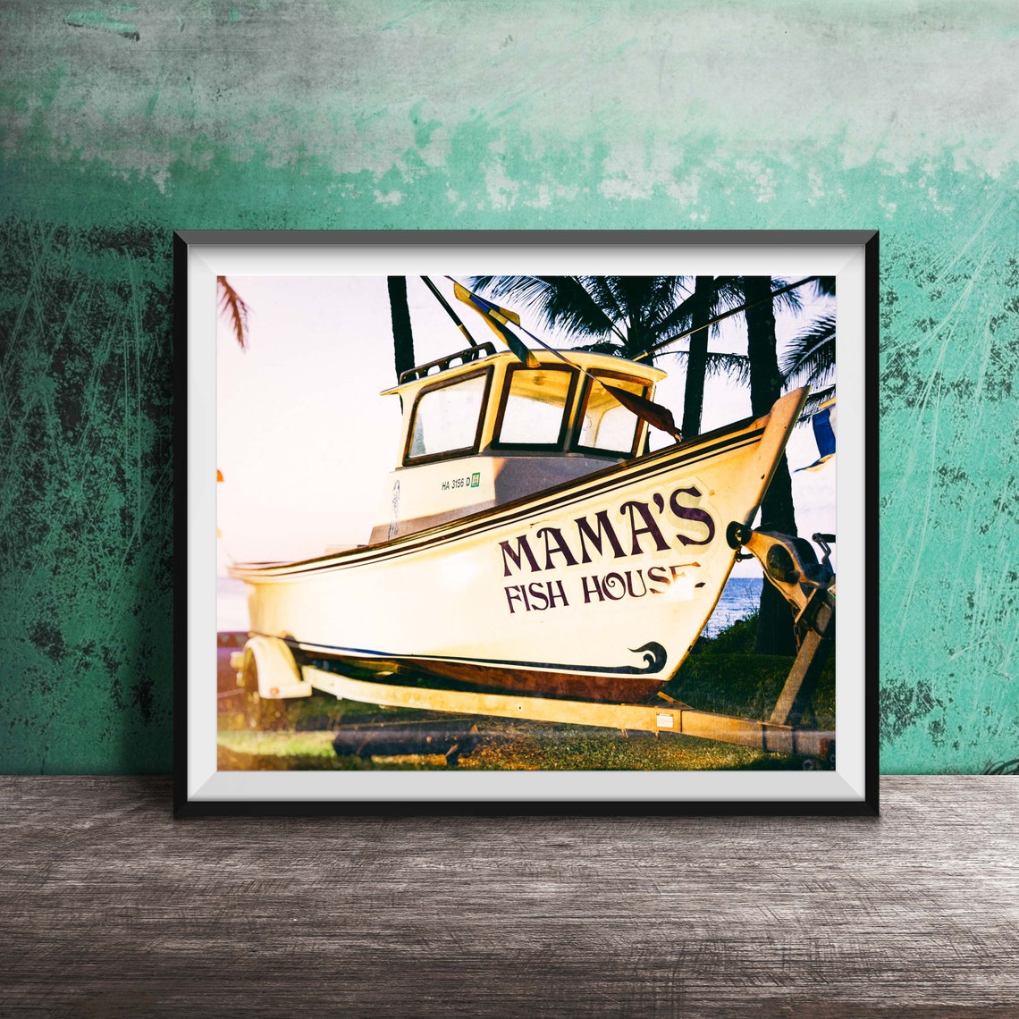 Mama's Fish House Boat on Trailer Palm Trees Hawaii Photo Poster