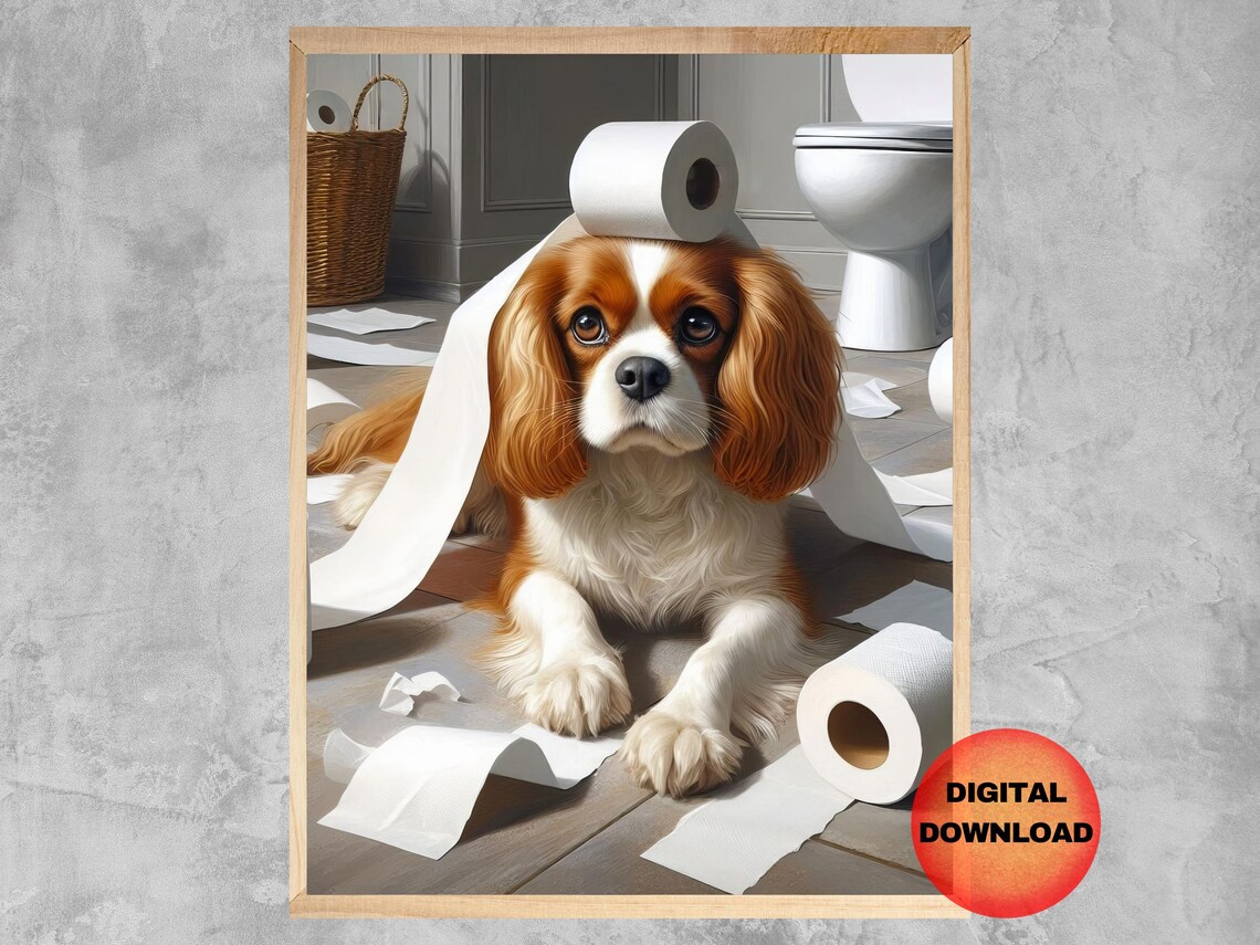 Cavalier King Charles Spaniel Bathroom Wall Art Print