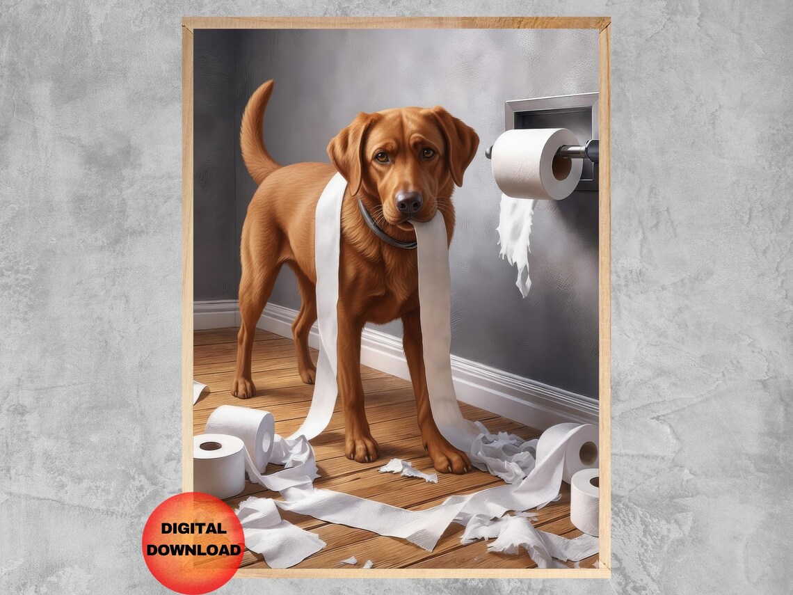 Fox Red Labrador Bathroom Humor Art Print