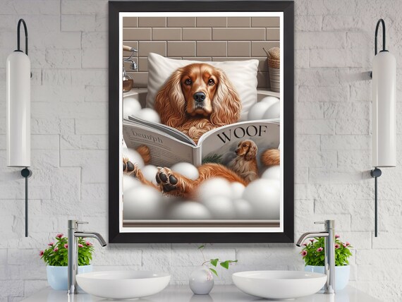 Cocker Spaniel Bathtub Set Of 2 Funny Dog Bathroom Pet Animal Bath Time Print Lover Gift For Mom