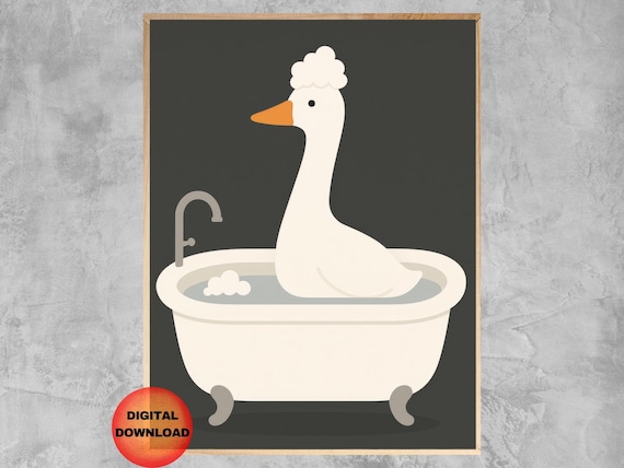 Silly Goose Poster Trendy Wall Art Quirky Retro Nursery Kids Bathroom Humor Decor Funny Animal