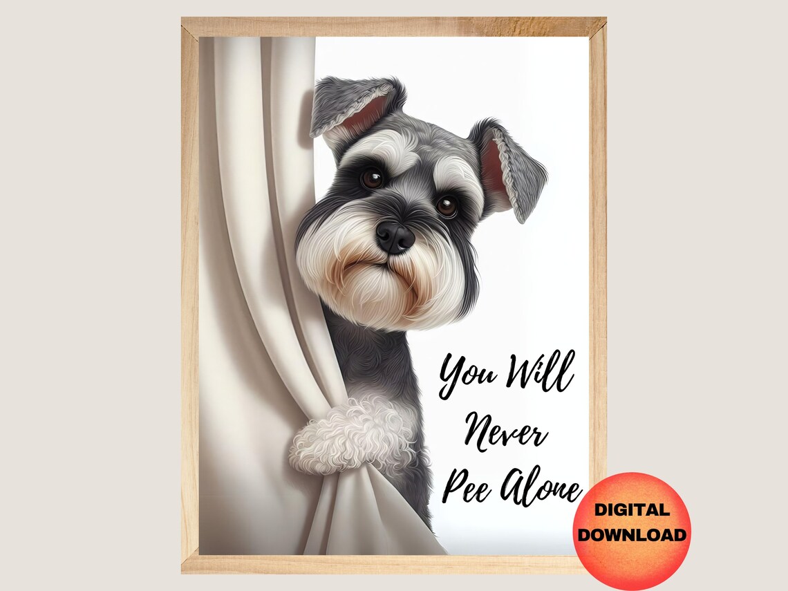 Schnauzer Bathroom Print, Whimsical Dog Art
