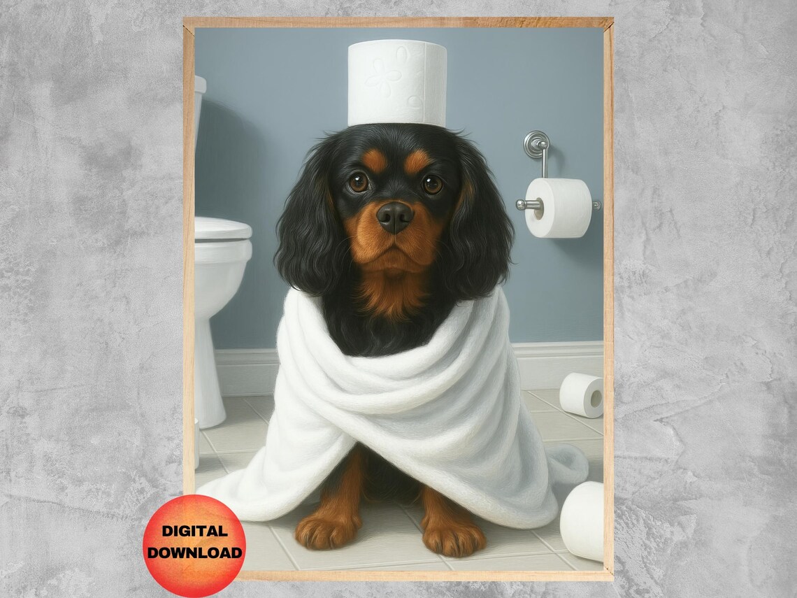 Cavalier King Charles Spaniel Funny Toilet Paper Art Print