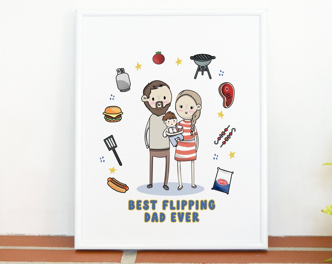 Best Flipping Dad Ever Funny BBQ Father's Day Portrait Poster