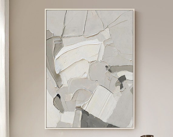 Gray White 3dtexture Painting White Gray Minimalist Art Gray Wall Art White Gray Texture Art White And Gray Wall Art Beige Wall Decor