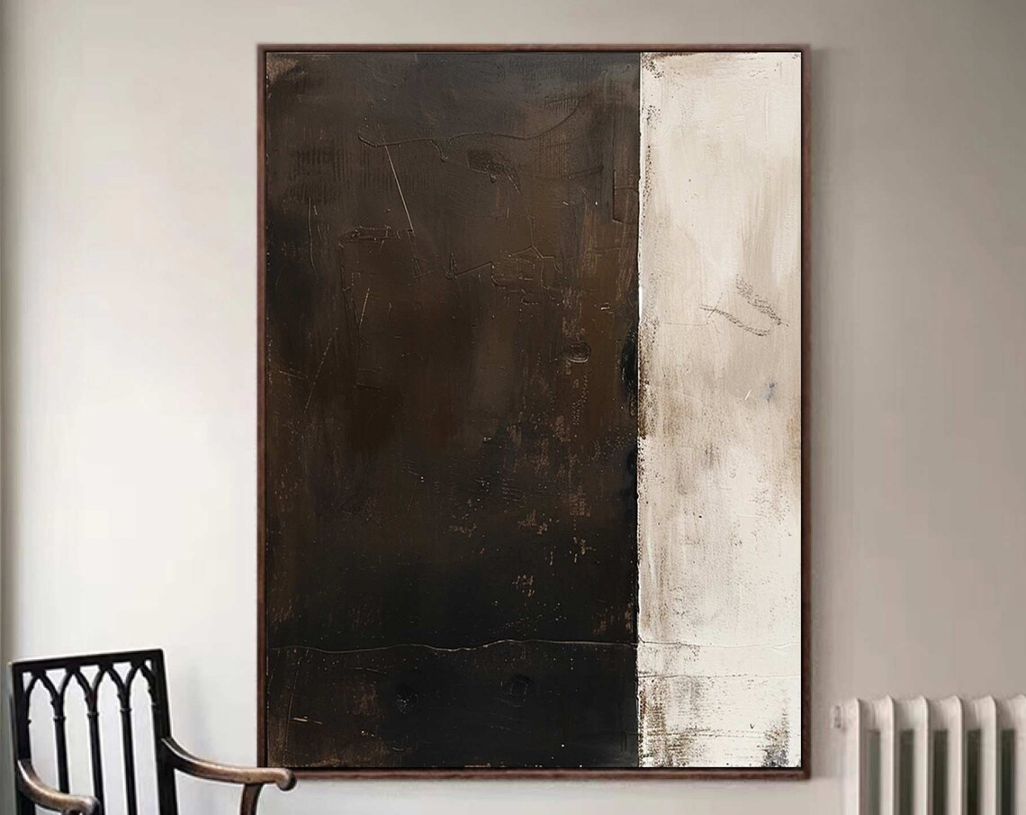 Black and Cream Vertical Stripes Minimalist Abstract Art Poster
