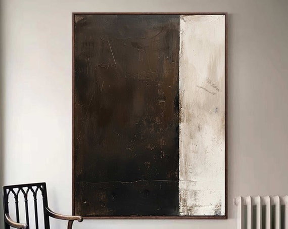 Neutral Beige Wall Decor Wabisabi Wall Art Deep Brown Beige Minimalist Decor Minimalist Wall Art Beige Wabisabi Painting Modern Home Decor