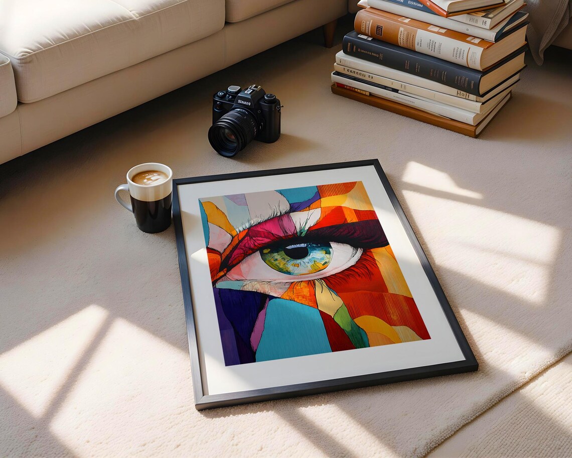 Maximalist Colorful Eye Close Up Abstract Female Face Art Poster - Image 5