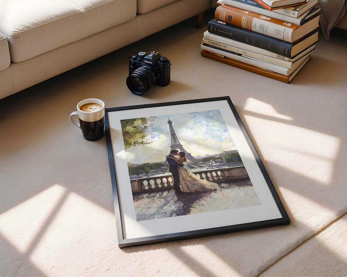 Paris Eiffel Tower Couple Dancing Impressionist Painting Art Poster - Image 5