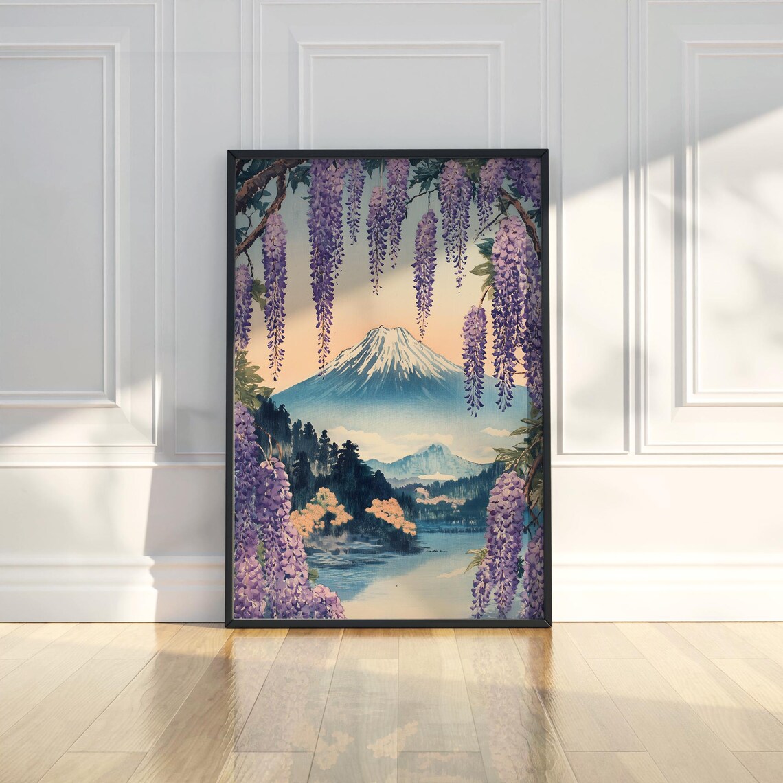 Mount Fuji Wisteria Blossom Japanese Landscape Nature Art Poster