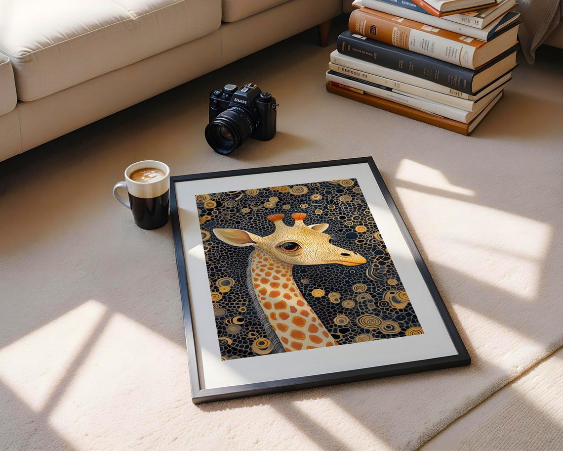 Cute Giraffe Whimsical Animal Illustration Safari Wall Art Print Room Decor Prints Trendy Poster - Image 4
