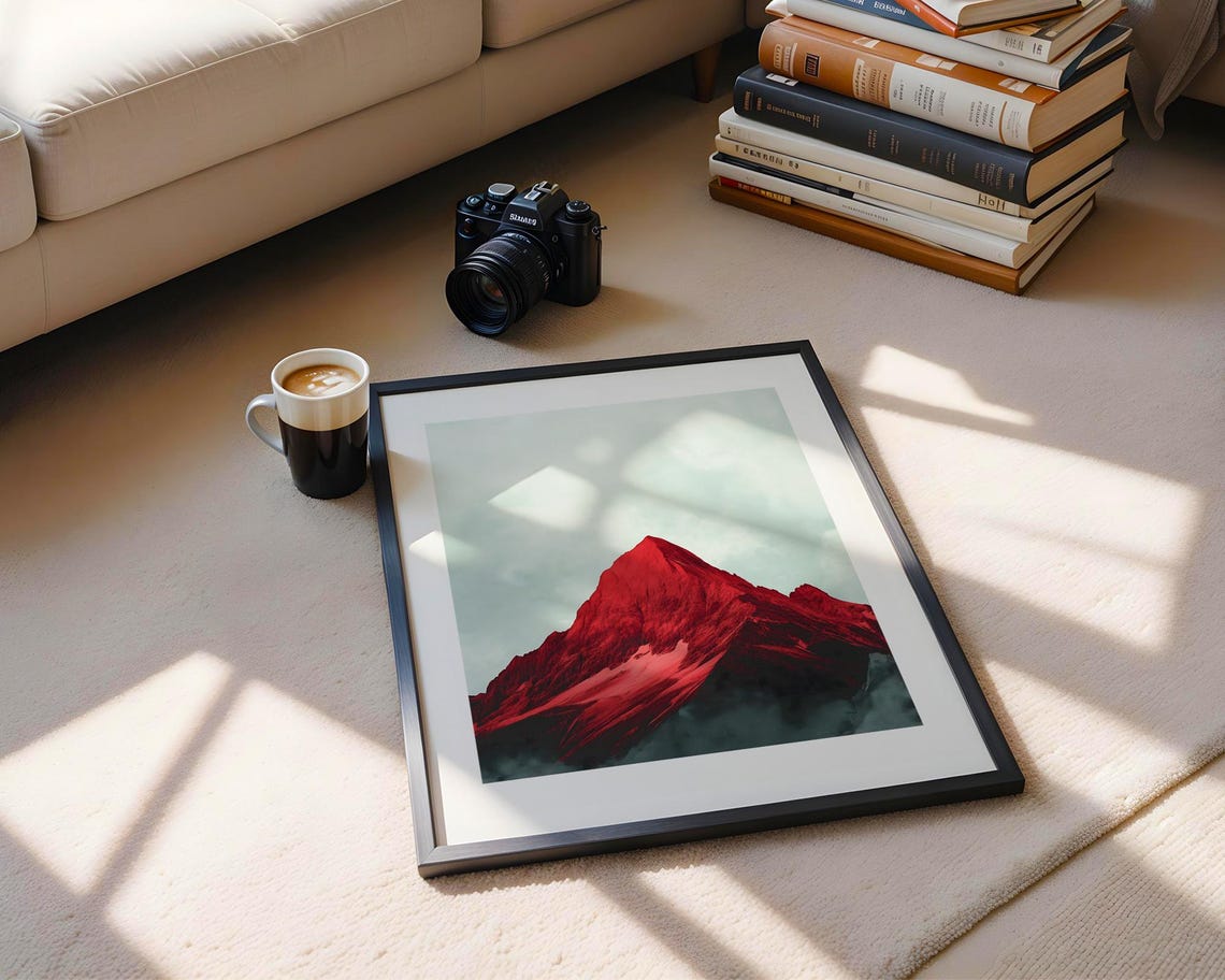 Bold Red Mountain Peak Art Poster for Dramatic Modern Living Decor - Image 5