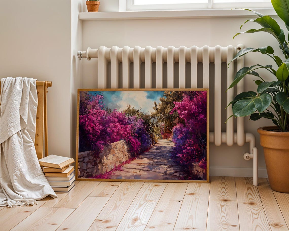 Bougainvillea Stone Path Mediterranean Garden Travel Scene Poster - Image 3