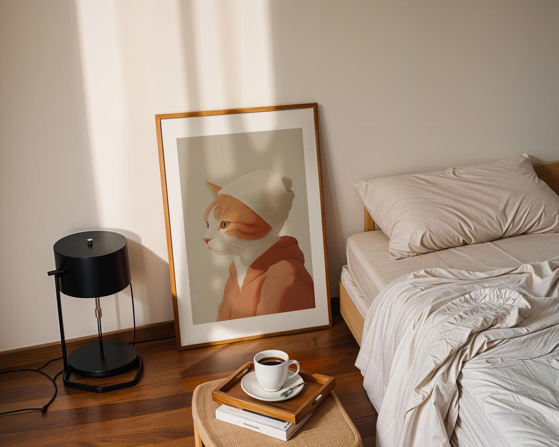 Funny Orange Cat In Beanie And Sweater Realistic Pet Portrait Poster - Image 2